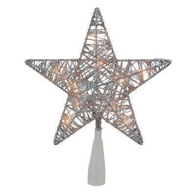 Northlight 9.5" Lighted Silver Star Christmas Tree Topper - Clear Lights | Target