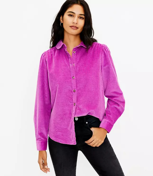 Corduroy Round Collar Shirt | LOFT
