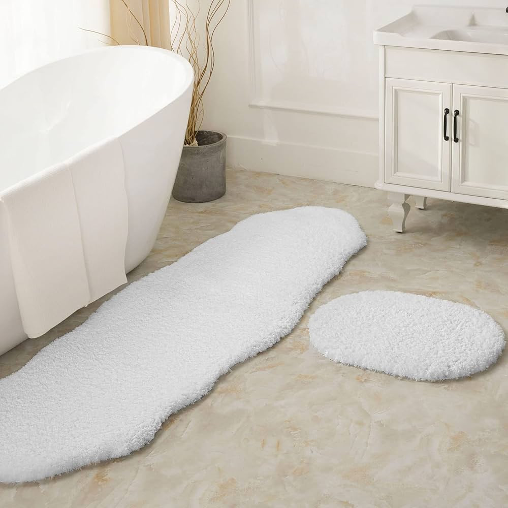 Ashler Runners Bathroom Rugs Long Non Slip Bathroom Rug Sets 2 Piece, White Water Absorbing Bath ... | Amazon (US)