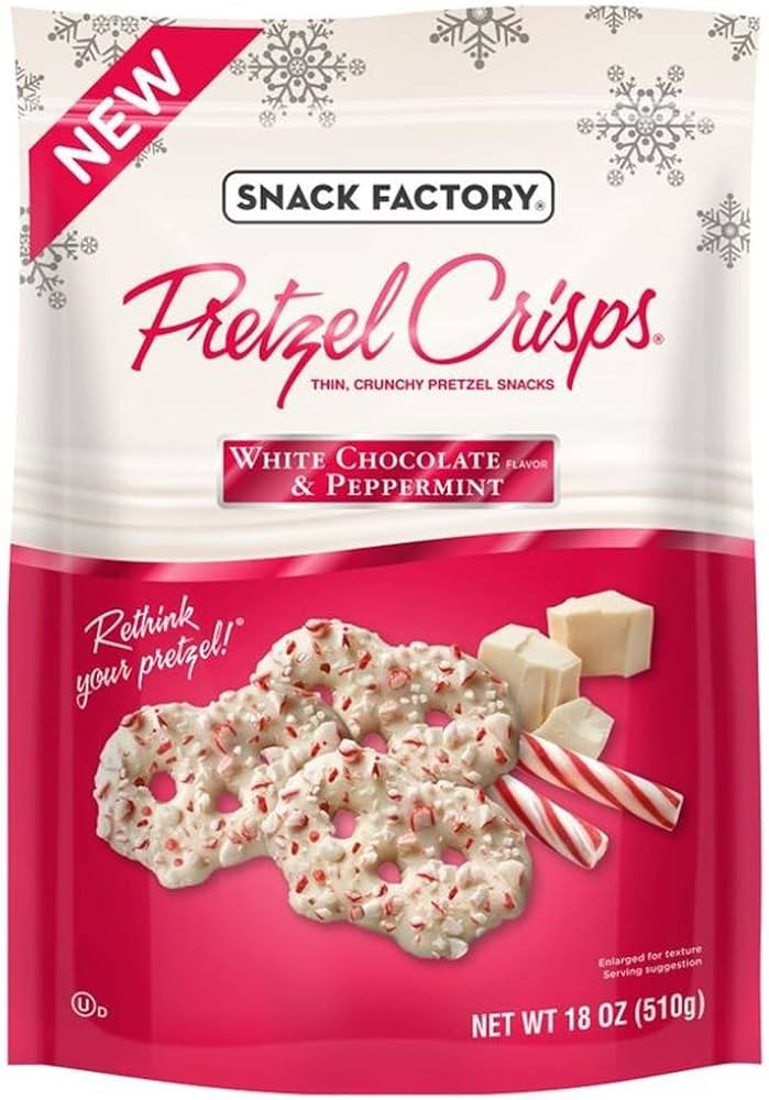 Snack Factory Pretzel Crisps, White Chocolate Peppermint, 18 Ounce | Amazon (US)