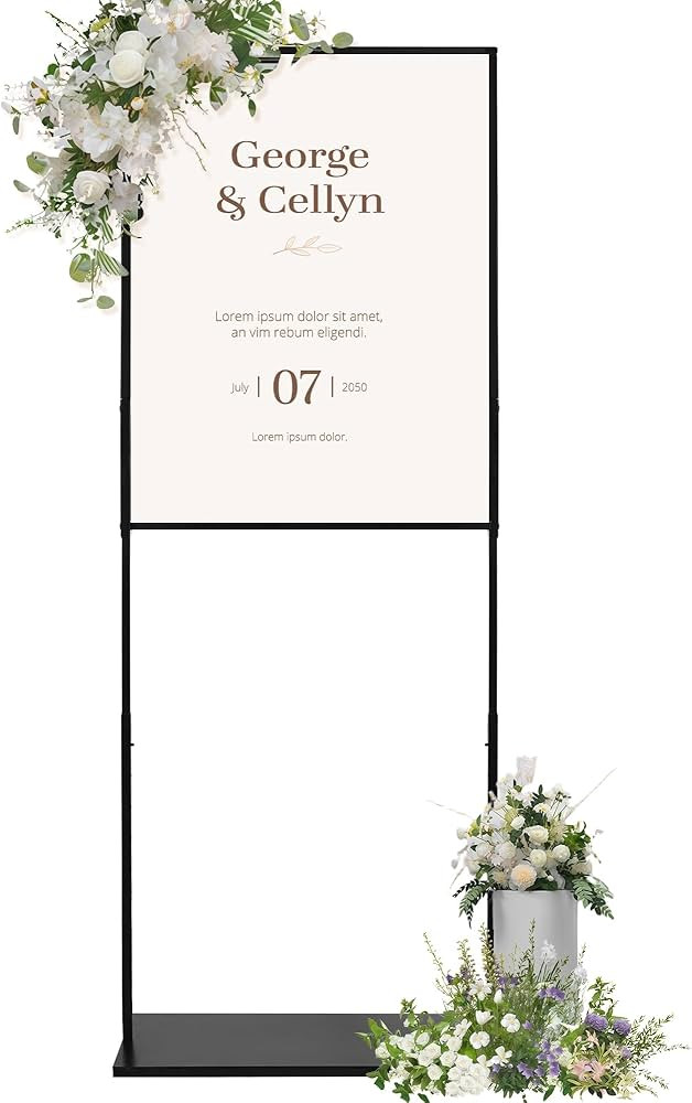 Wedding Sign Stand, Adjustable Metal Welcome Sign Stand 23.6"W x 63"H, Double-Sided for Board & F... | Amazon (US)