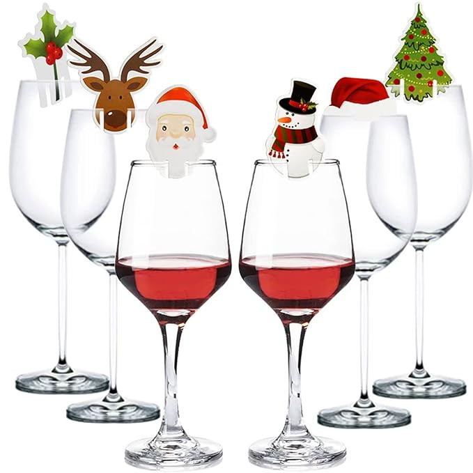 80 Pieces Christmas Wine Glass Markers Glass Card Decoration Christmas Wine Glass Drink Markers C... | Amazon (US)