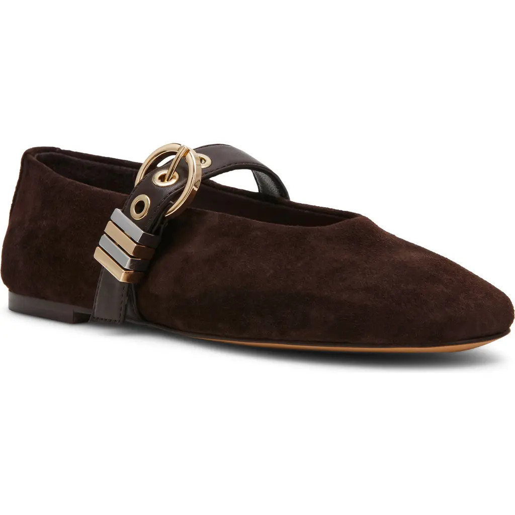 Steve Madden Lucia Mary Jane Flat in Brown Suede at Nordstrom, Size 10 | Nordstrom