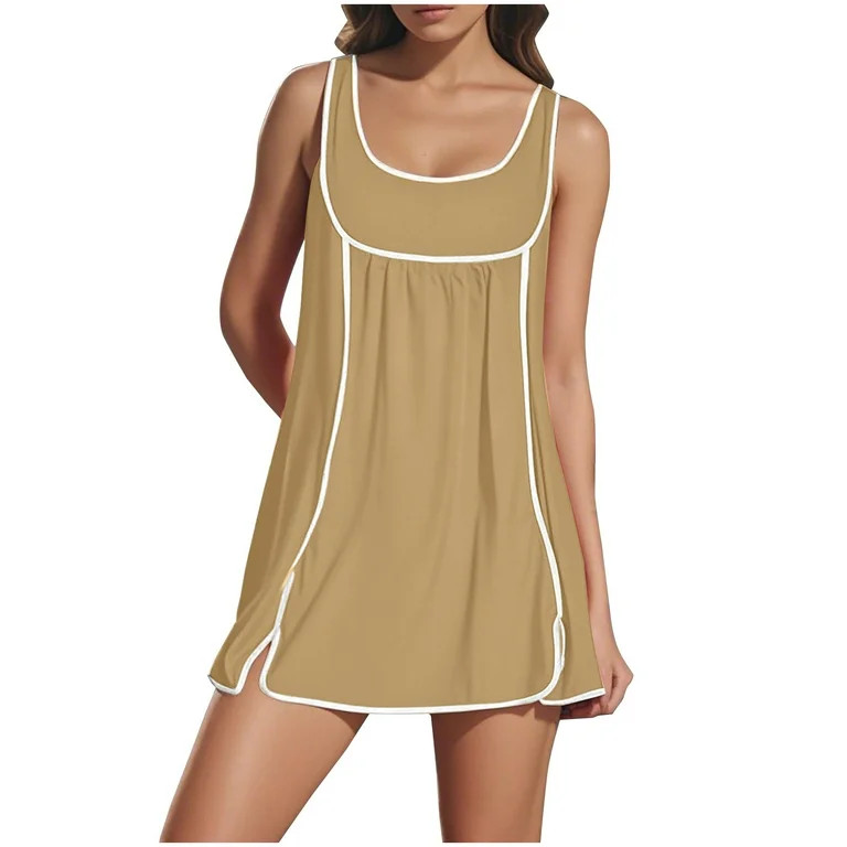 Tennis Dress For Women Athletic Sleeveless Mini Dress Casual Workout Dress B-Khaki | Walmart (US)