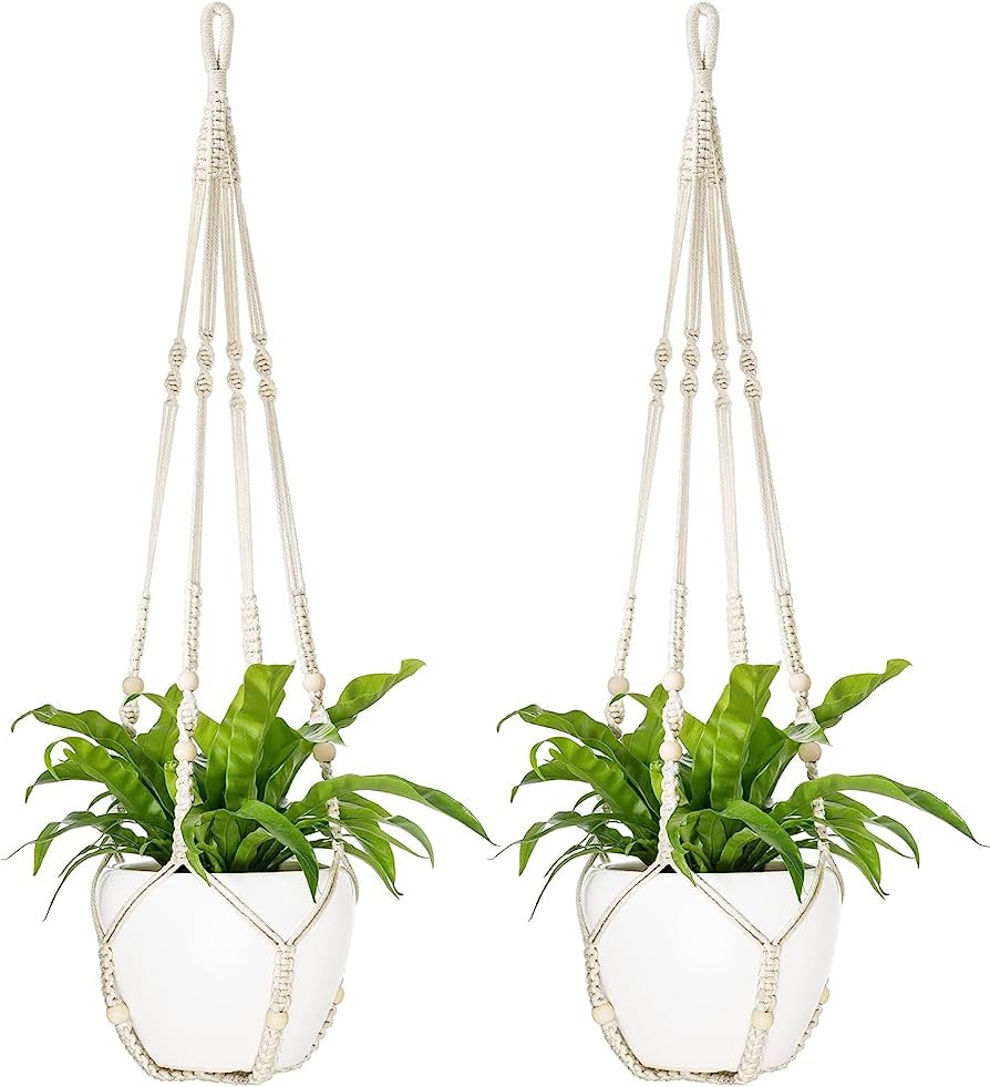 Mkono 43 Inch Macrame Plant Hanger Large for up to 12 Inch Pot Extra Long Hanging Plant Holder No... | Amazon (US)
