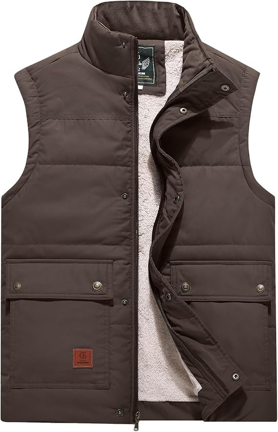 Flygo Men's Winter Warm Outdoor Padded Puffer Vest Thick Fleece Lined Sleeveless Jacket | Amazon (US)