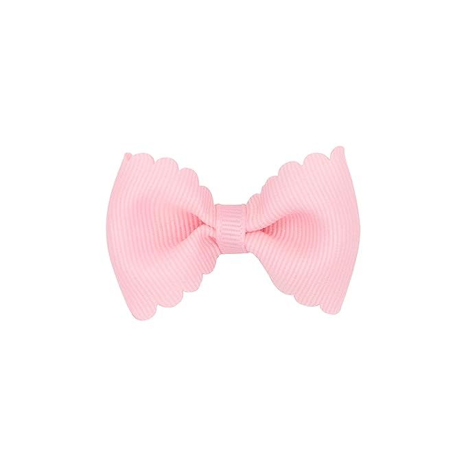 Wee Ones Girl's Grosgrain Bowtie with Scalloped Edge,Tiny, Light Pink | Amazon (US)