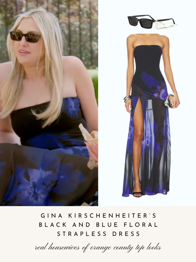Gina Kirschenheiter's Black and Blue Floral Strapless Dress 

 