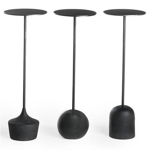 Sierra Industrial Loft Black Steel Round Side Drink Table - Set of 3 | Kathy Kuo Home