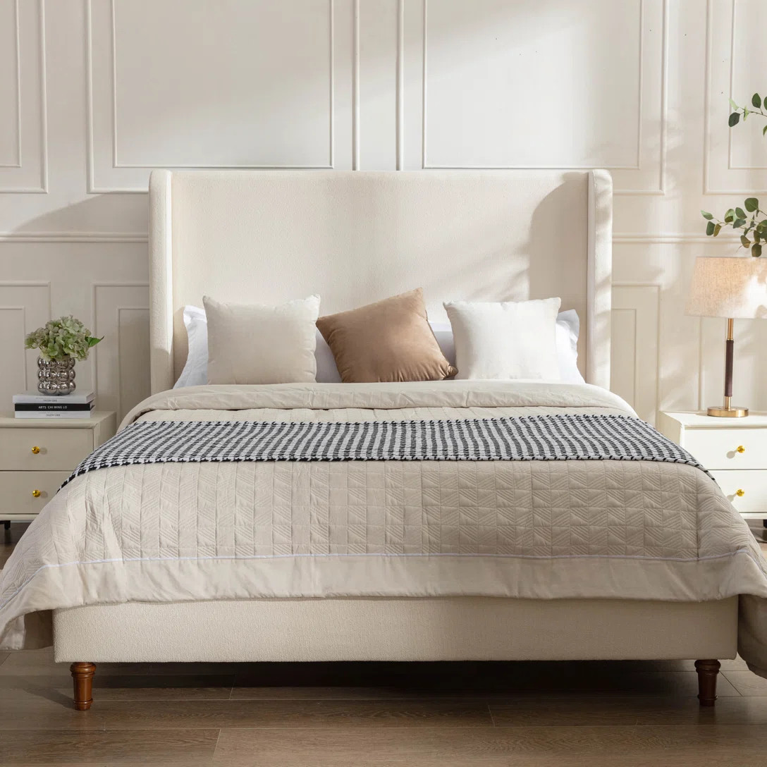 Mozter Upholstered Wingback Bed No Box Spring Needed | Wayfair North America