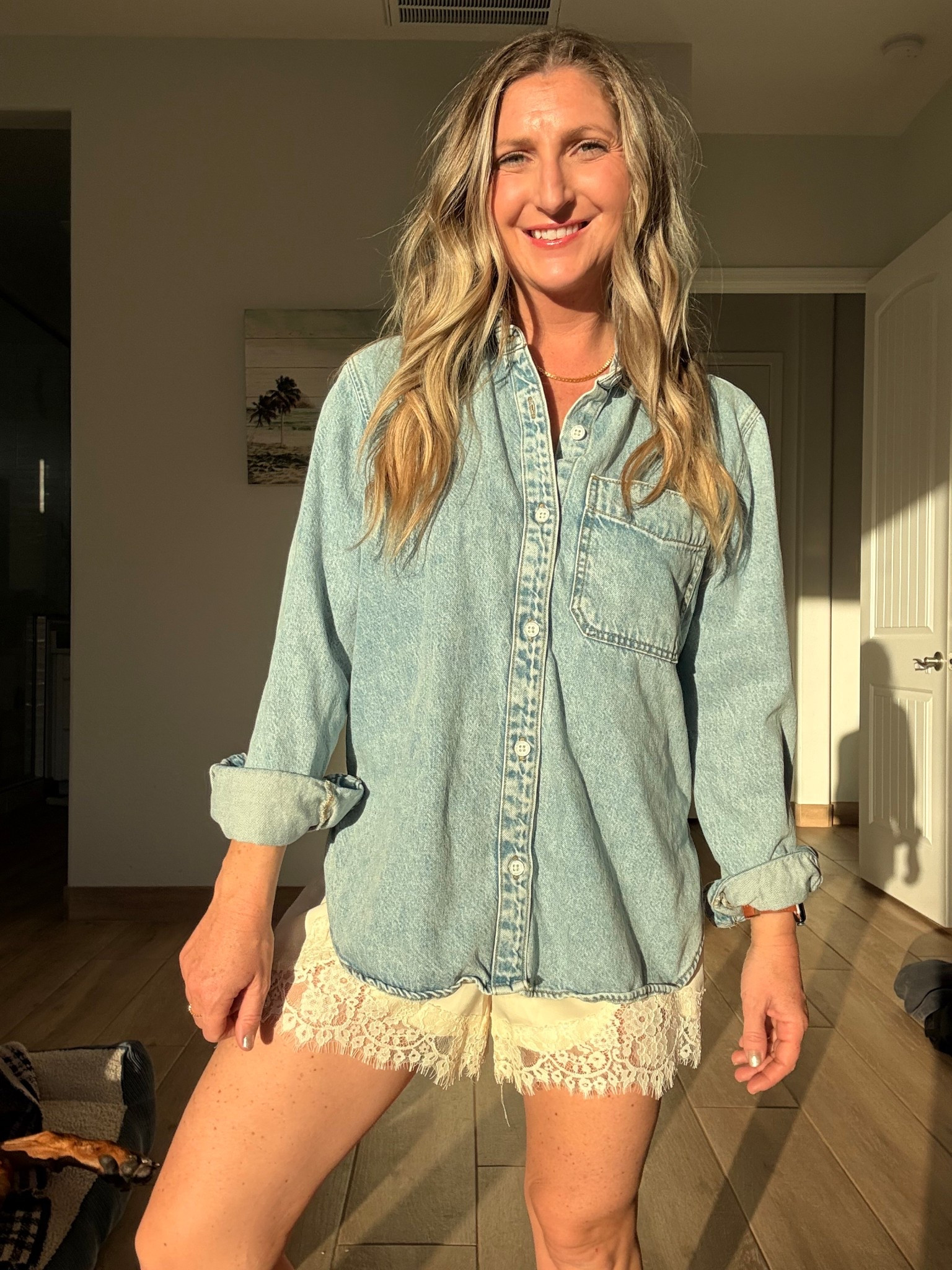 Trends I’m wearing into spring
Lace shorts
Oversized soft denim shirts 


#LTKootd #LTKSeasonal #LTKmomlife