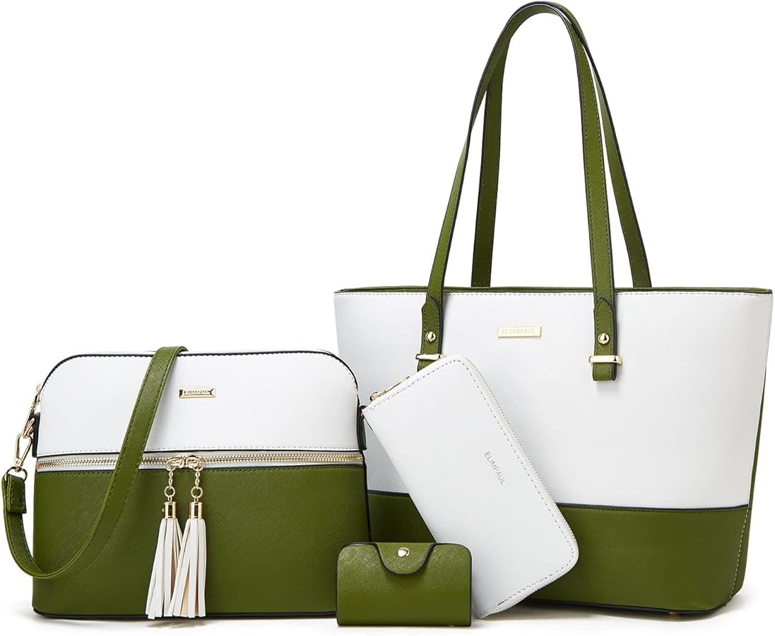Women Fashion Handbags Wallet Tote Bag Shoulder Bag Top Handle Satchel Purse Set 4pcs | Amazon (US)