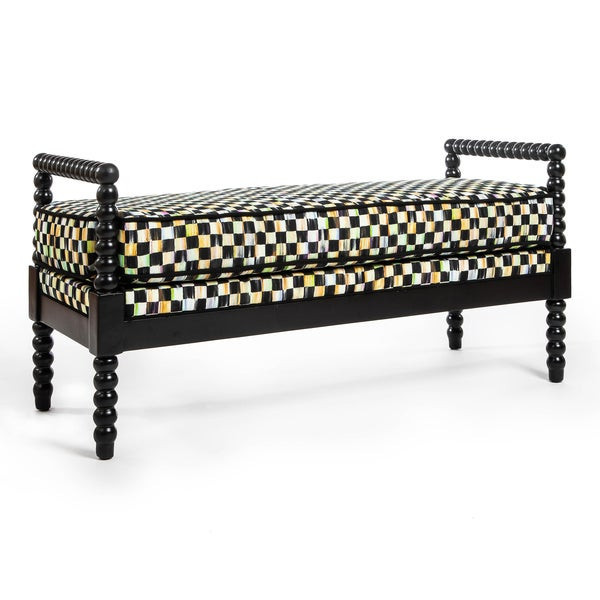 MacKenzie-Childs Spindle Check Outdoor Bench | MacKenzie-Childs