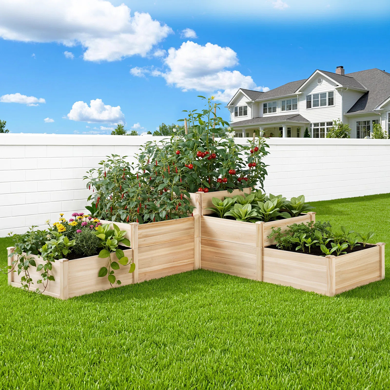 Yadid  Raised Garden Bed Outdoor Gardening, 3-Tier Wood Planter Box | Wayfair North America