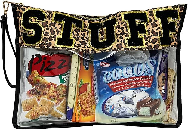 HAIBOLAN Monogram Clear Stadium Purse Bag Chenille Letter Travel Patch Pouch Snack Makeup Wristle... | Amazon (US)