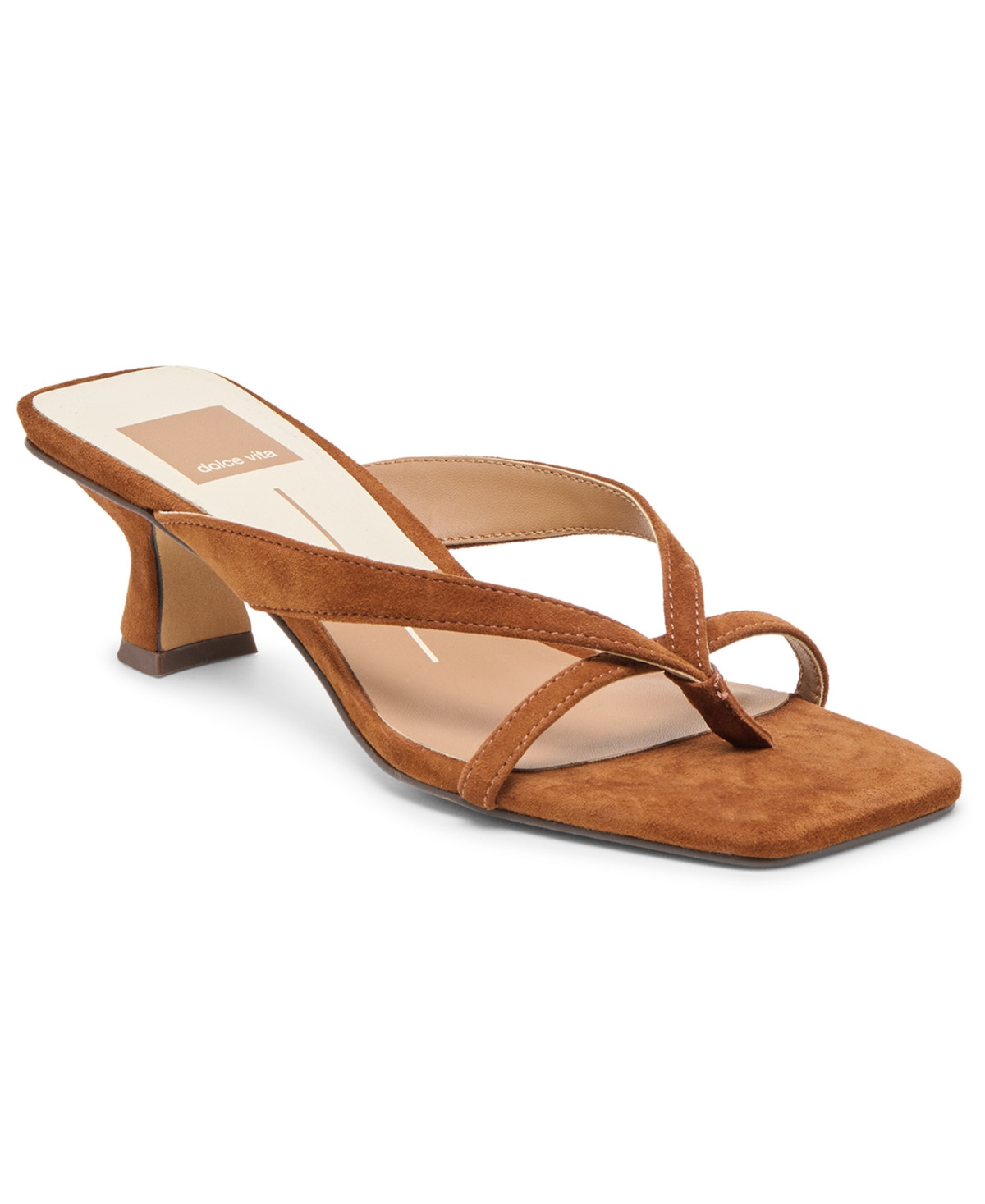 Dolce Vita Women's Brevel Thong Low Block Heel Dress Sandals - Dark Brown Suede | Macy's