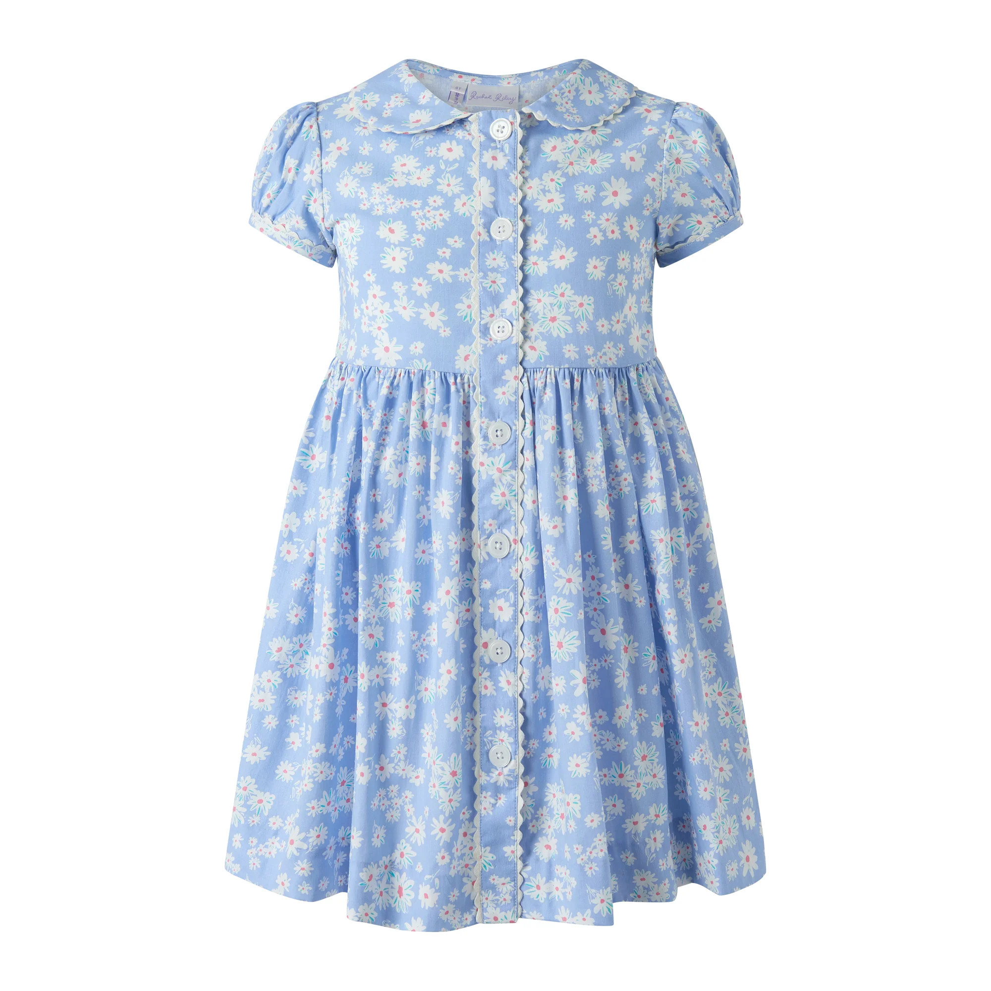Blue Daisy Button-Front Dress | Rachel Riley