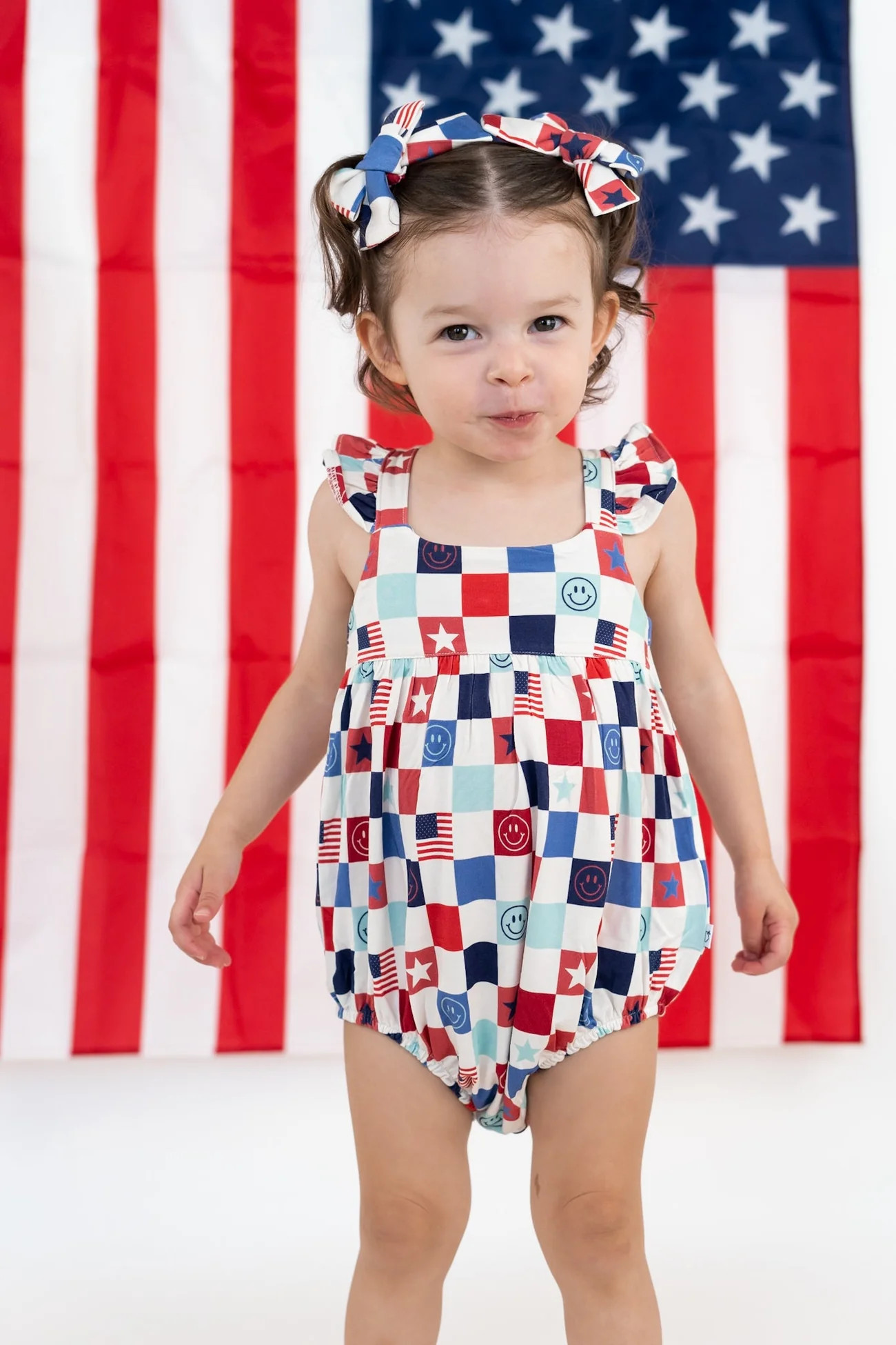 HOME OF THE FREE CHECKERS DREAM BUBBLE ROMPER | DREAM BIG LITTLE CO