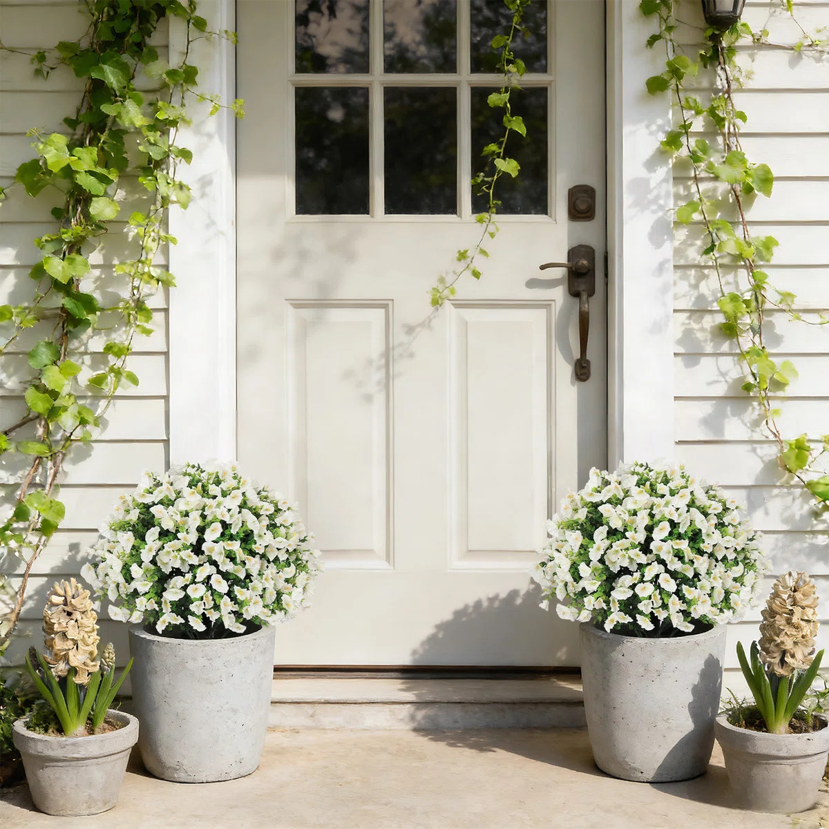 24 In. White Artificial Morning Glory Flower Plant With Eucalyptus, Uv-resistant Faux Floral Déc... | Wayfair North America