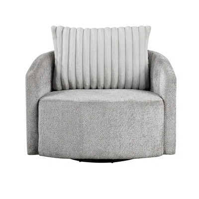 Modern Gray Chenille Swivel Chair With Metal Base And Pocket Coils For Comfortable Seating High Foam Upholstery In Color | Wayfair North America