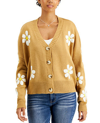 Juniors' Daisy-Print Cardigan | Macys (US)
