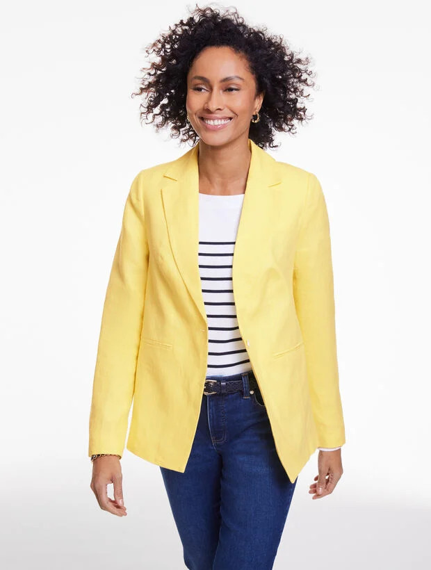 Classic Linen Single Button Blazer | Talbots