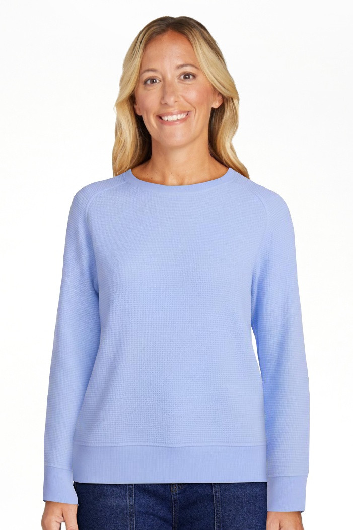 Scenario Women's Waffle Knit Crewneck Tee with Long Sleeves, Sizes XS-XXXL | Walmart (US)