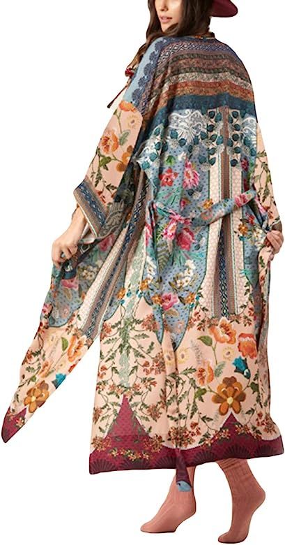 Womens Chiffon/Rayon Beach Blouses Kimono Cardigan Long Bikini Cover Up | Amazon (US)