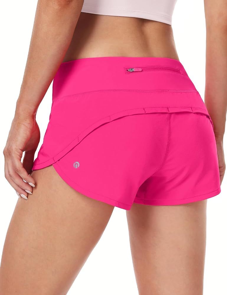HeyNuts Focus Running Shorts for Women, Low Waisted Athletic Shorts Lined Workout Shorts with Zip... | Amazon (US)