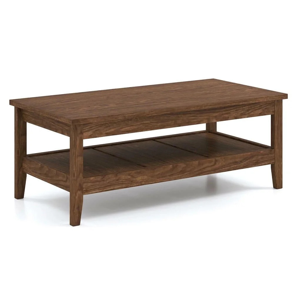 Resenkos Farmhouse Cocktail Table with Thick Solid Wood Tabletop, Walnut Finish | Walmart (US)