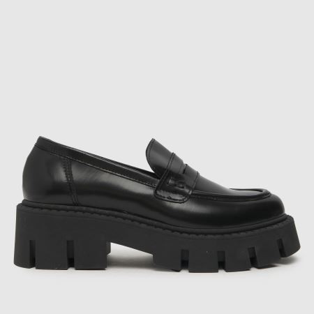 Womens Black schuh Lauren Chunky Leather Loafer Flat Shoes | schuh | Schuh