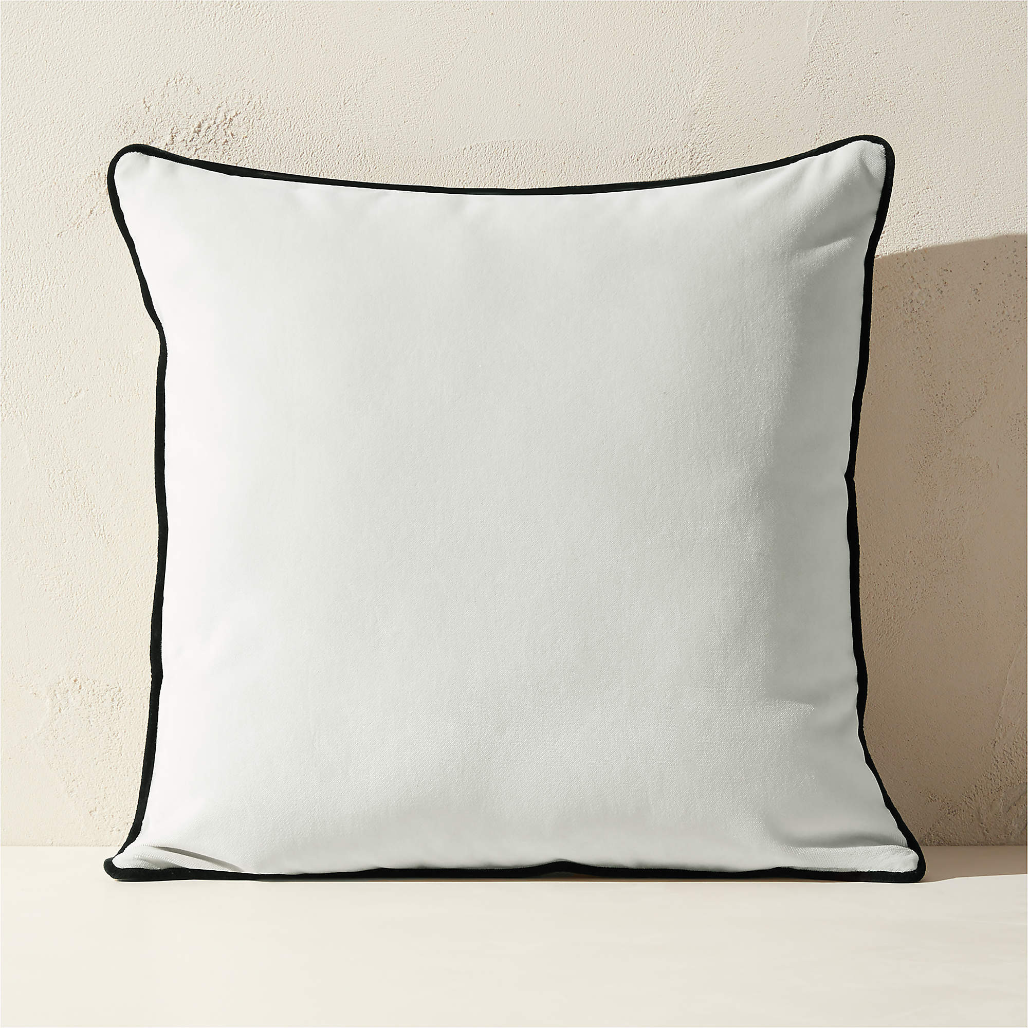 Bronte White Velvet Outdoor Throw Pillow 20"x20" + Reviews | CB2 | CB2