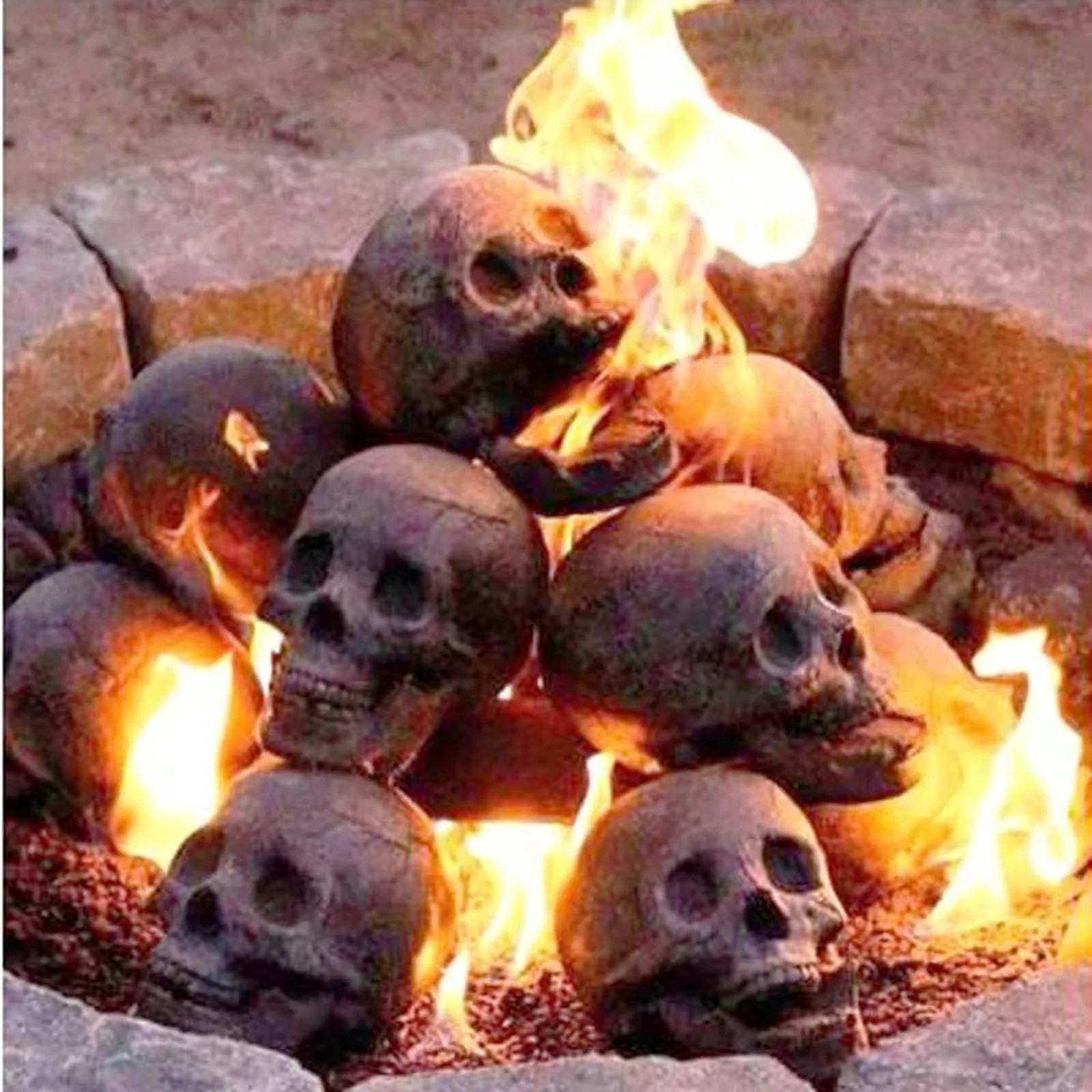 3Pcs Halloween Fire Pit Skull Decoration, Halloween Skulls Decor, Ceramic Halloween Skull Props, Reusable Fireproof Human Skull Gas Log for Indoor Outdoor Fireplaces Bonfire - Walmart.com | Walmart (US)
