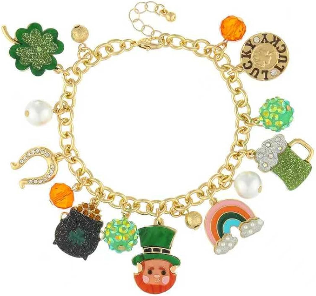 St Patricks Day Bracelet | Green Irish Shamrock Pot of Gold Charm Bracelets | St Patricks Day Jew... | Amazon (US)