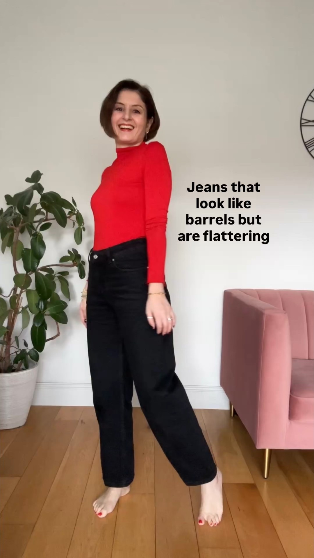 Love these jeans so flattering especially if you’ve struggled with barrels. These have got the barrel vibes but are so much more flattering. I’m wearing the size 10. Absolutely love this red top too - wearing the size small & it’s now only £4.

#LTKwinter #LTKjeans #LTKuk