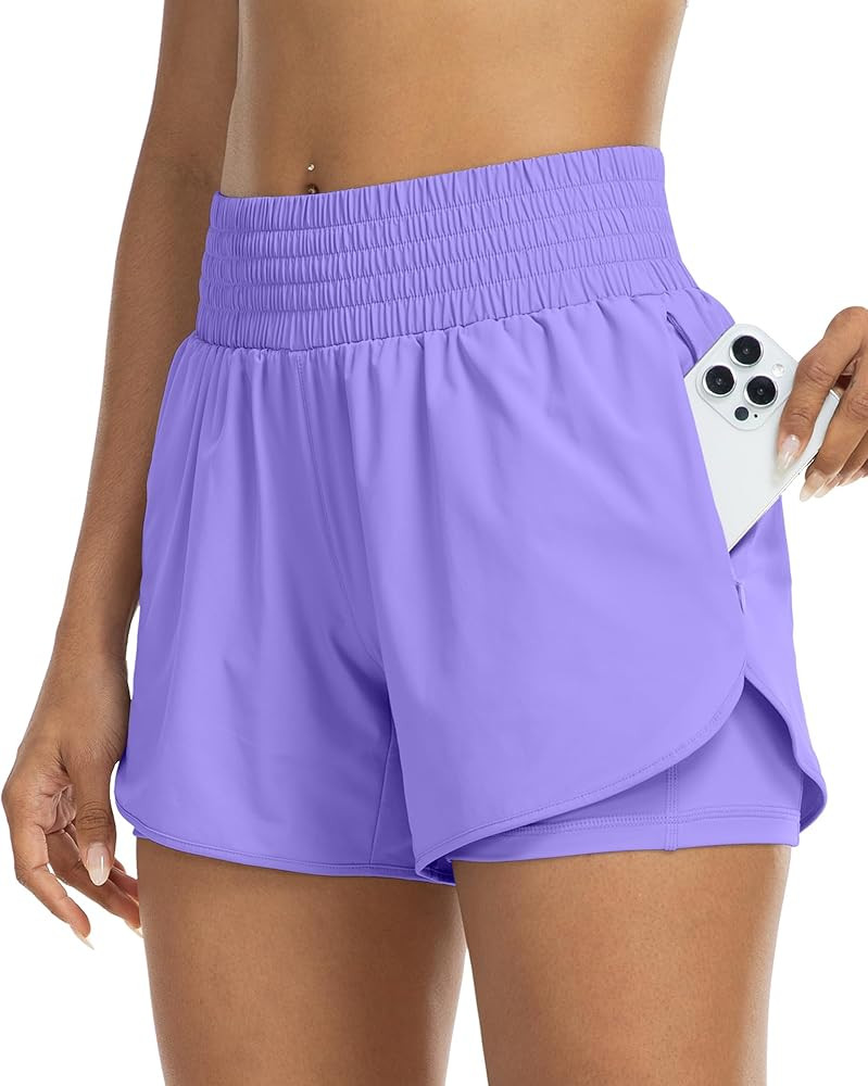 Womens High Waist Running Shorts Athletic Workout Quick Dry Shorts for Women with Pockets Gym Yog... | Amazon (US)