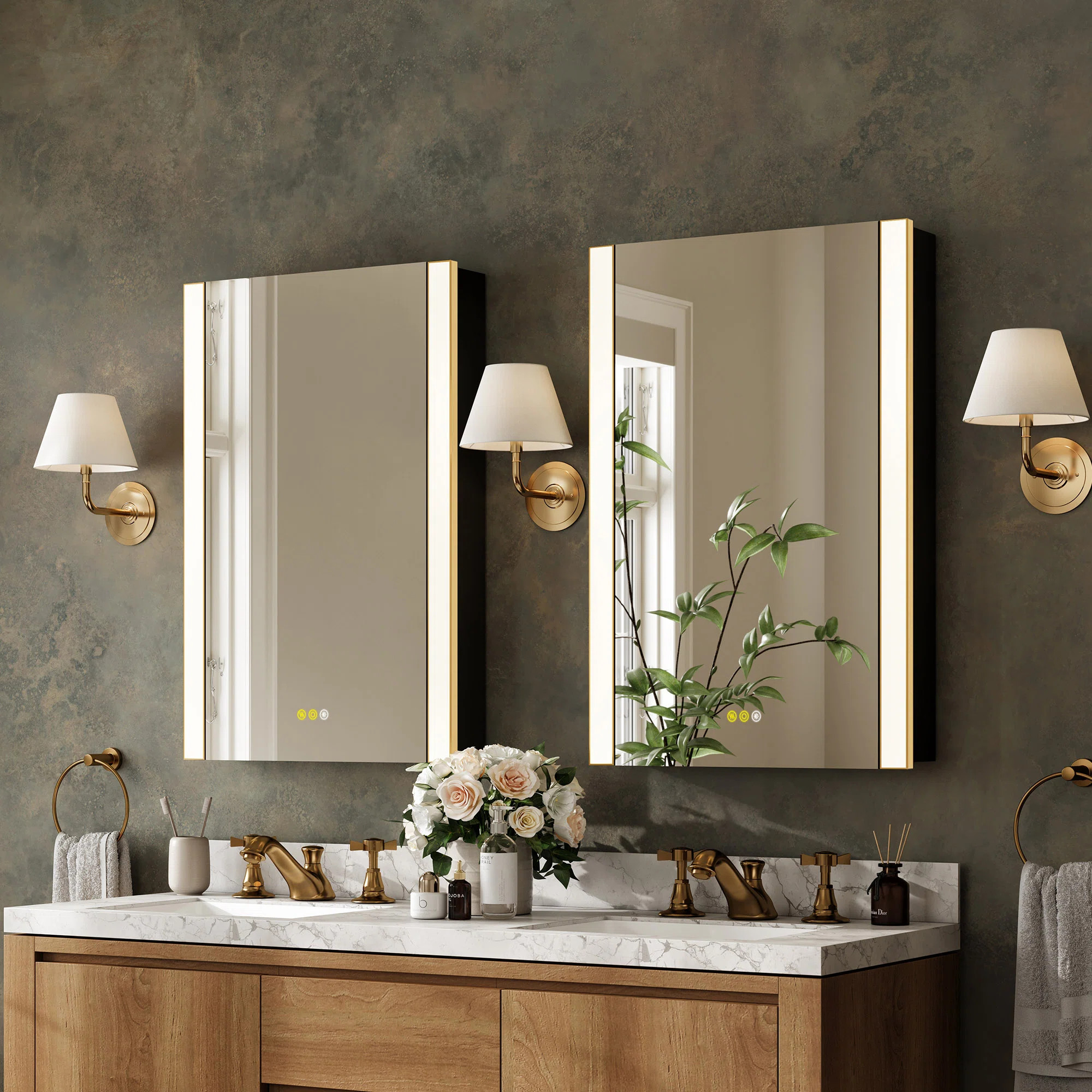 Modern LED Medicine Cabinet with Mirror, Anti-Fog, Outlets & Adjustable Shelves | Wayfair North America