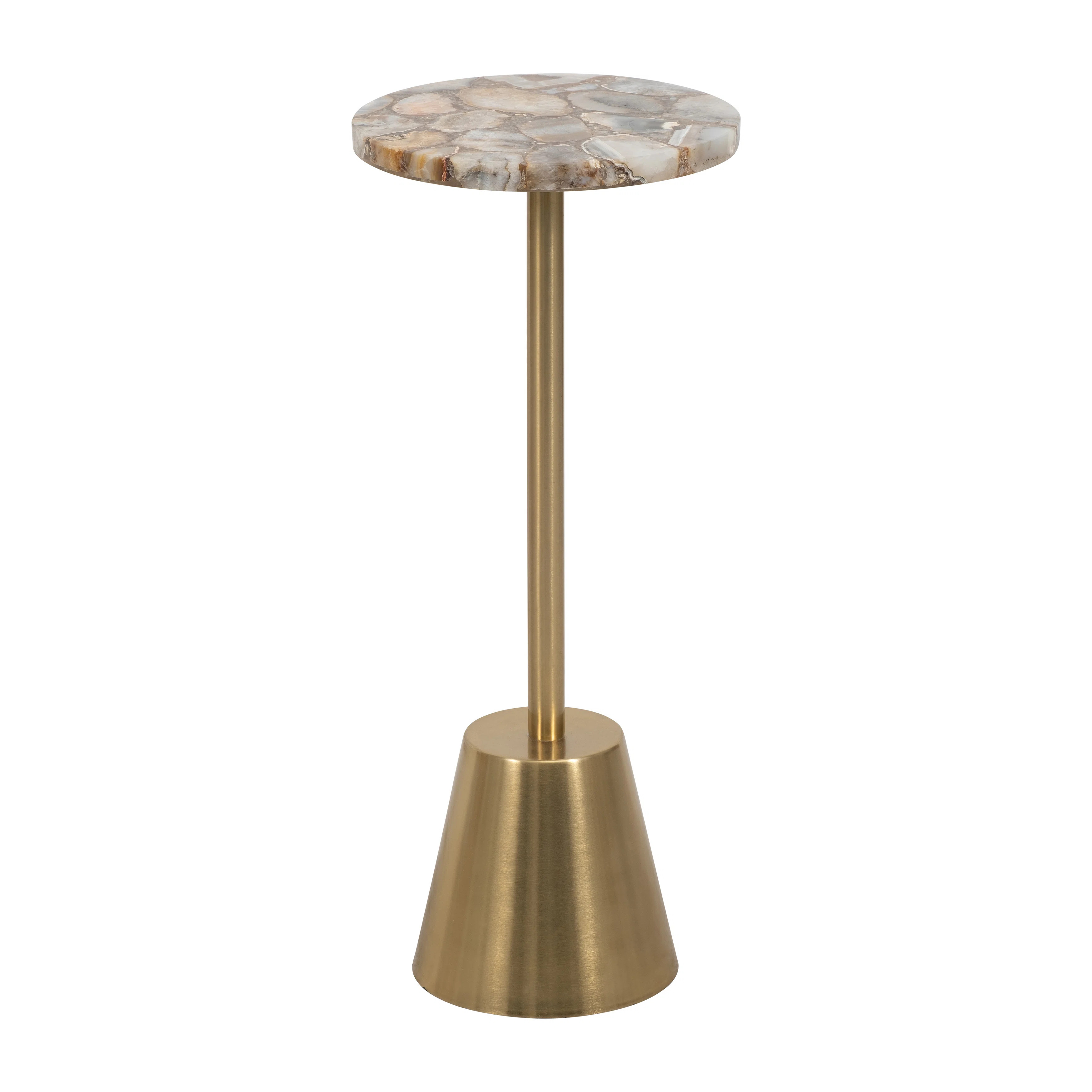 Brookfield 24"H Gold Iron Accent Side Table with Polished Edge Agate Top for Living Room or Office Decor | Wayfair North America