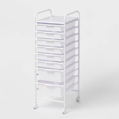 8 Drawer Storage Cart - Brightroom™: Rolling Utility Cart, Powder-Coated Steel & Polypropylene,... | Target