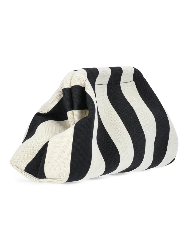 Free Assembly Women's Knit Clutch Handbag, Black/Khaki | Walmart (US)