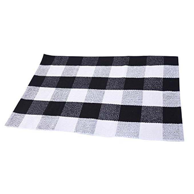 LHtrade Cotton Rug Buffalo Checkered Plaid Area Rug Bath Runner Door Mat for Entry Way Washable Bath | Amazon (US)