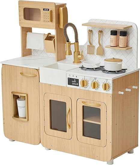 Teamson Kids Little Chef Cyprus Play Kitchen Set for Toddlers with 14 Accessories, Wooden Toy Coo... | Amazon (US)