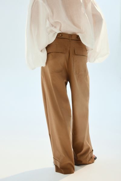 Wide-leg Utility Pants - Regular waist - Long - Beige - Ladies | H&M US | H&M (US + CA)