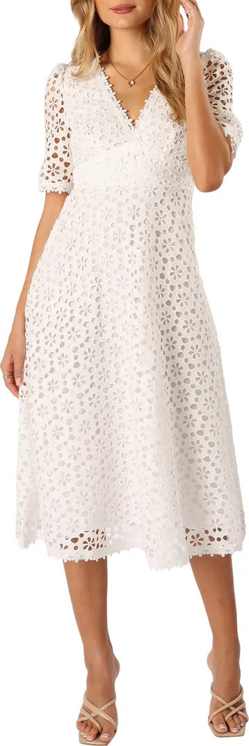 Camellia Floral Eyelet Cotton Midi Dress | Nordstrom