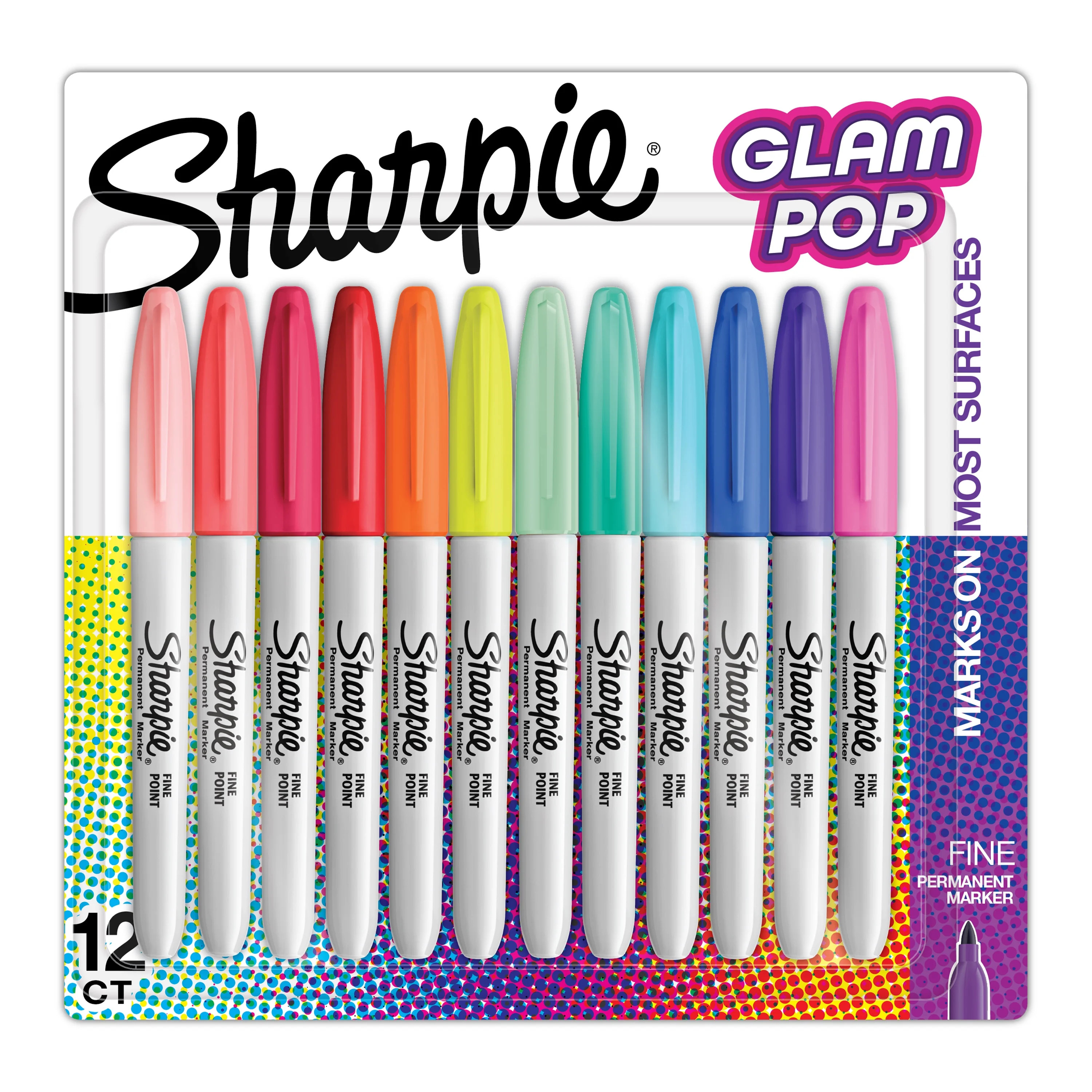 Sharpie Glam Pop Permanent Markers, Fine Point, 12 Count | Walmart (US)