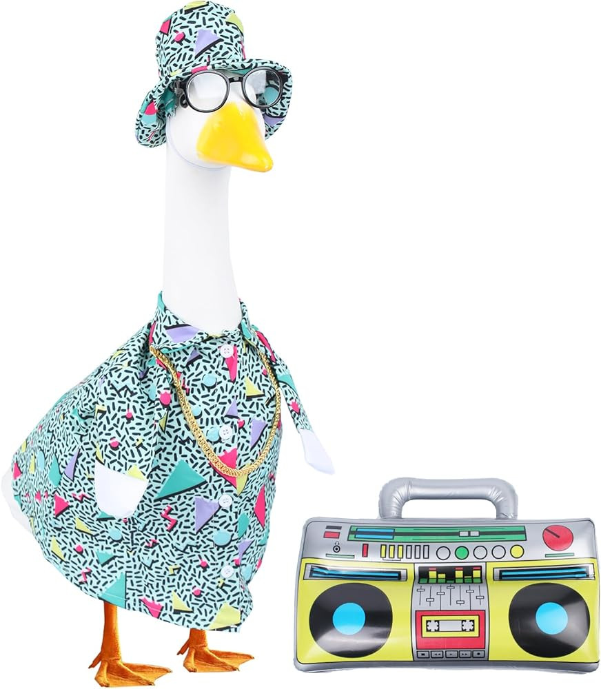 CAMDUCK 5 Pcs Summer Porch Goose Outfits, 80s 90s Hip Hop Costume Outfit for 23'' Goose Statue, P... | Amazon (US)