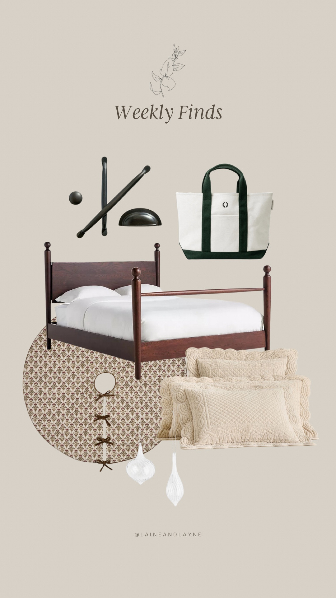 weekly finds 10.11, favorite finds from this week, hardware, beautiful bed, tree skirt, glass ornaments, heirloom quilt, canvas tote bag 

#LTKSeasonal #LTKHome #LTKHoliday