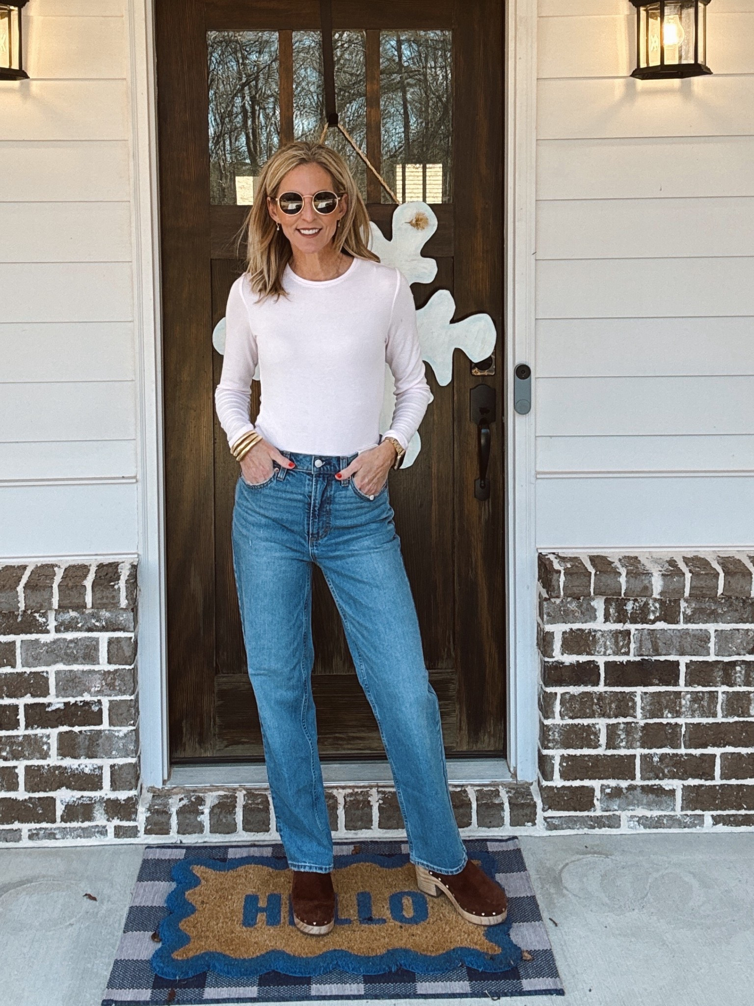 The viral $38 target women’s high-rise vintage straight jeans from universal threads. These are trending for a reason they look just like the high-end pair only less than $40. I suggest get your normal size. (I am wearing a size 4 here but I exchanged for my normal size 2)  

#LTKootd #LTKOver40 #LTKgrwm