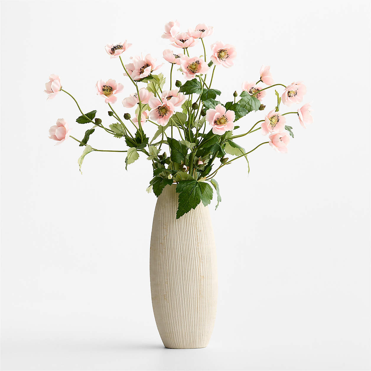 Faux Pink Japanese Anemone Spray 44" | Crate & Barrel | Crate & Barrel