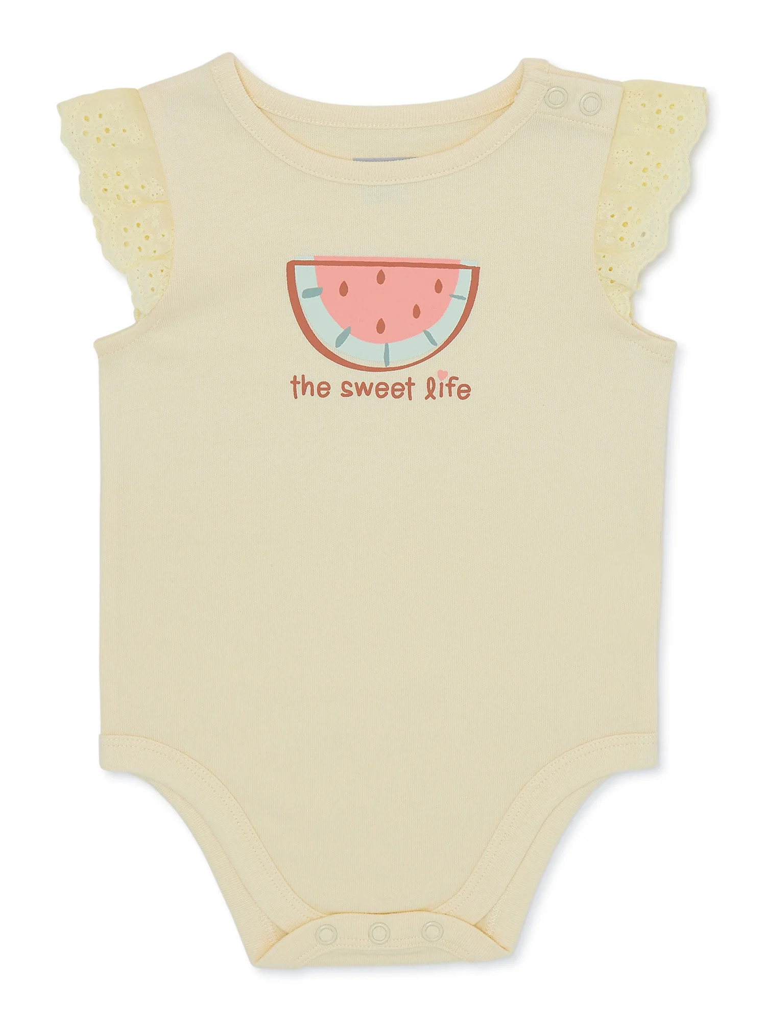 Garanimals Baby Girl Flutter Sleeve Bodysuit, Sizes 0-24M - Walmart.com | Walmart (US)